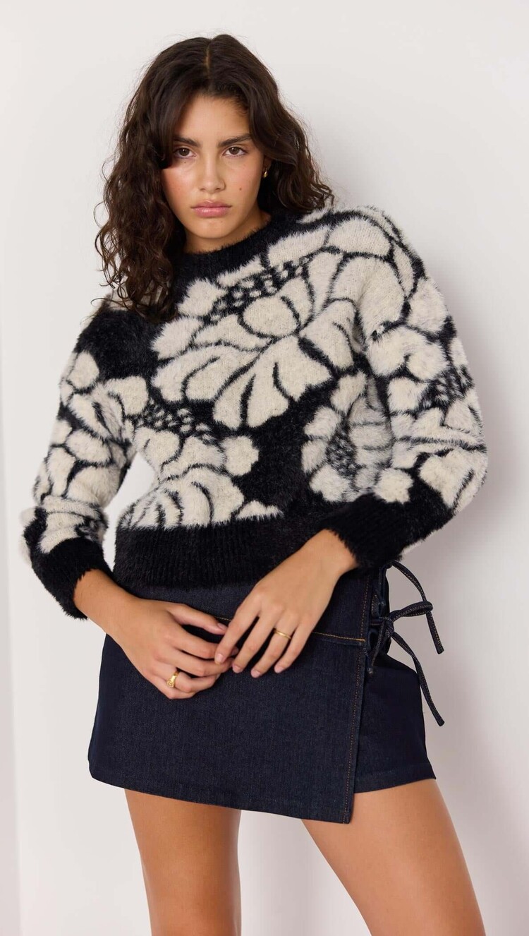 Mink Pink Eden Intarzia Knit Sweater