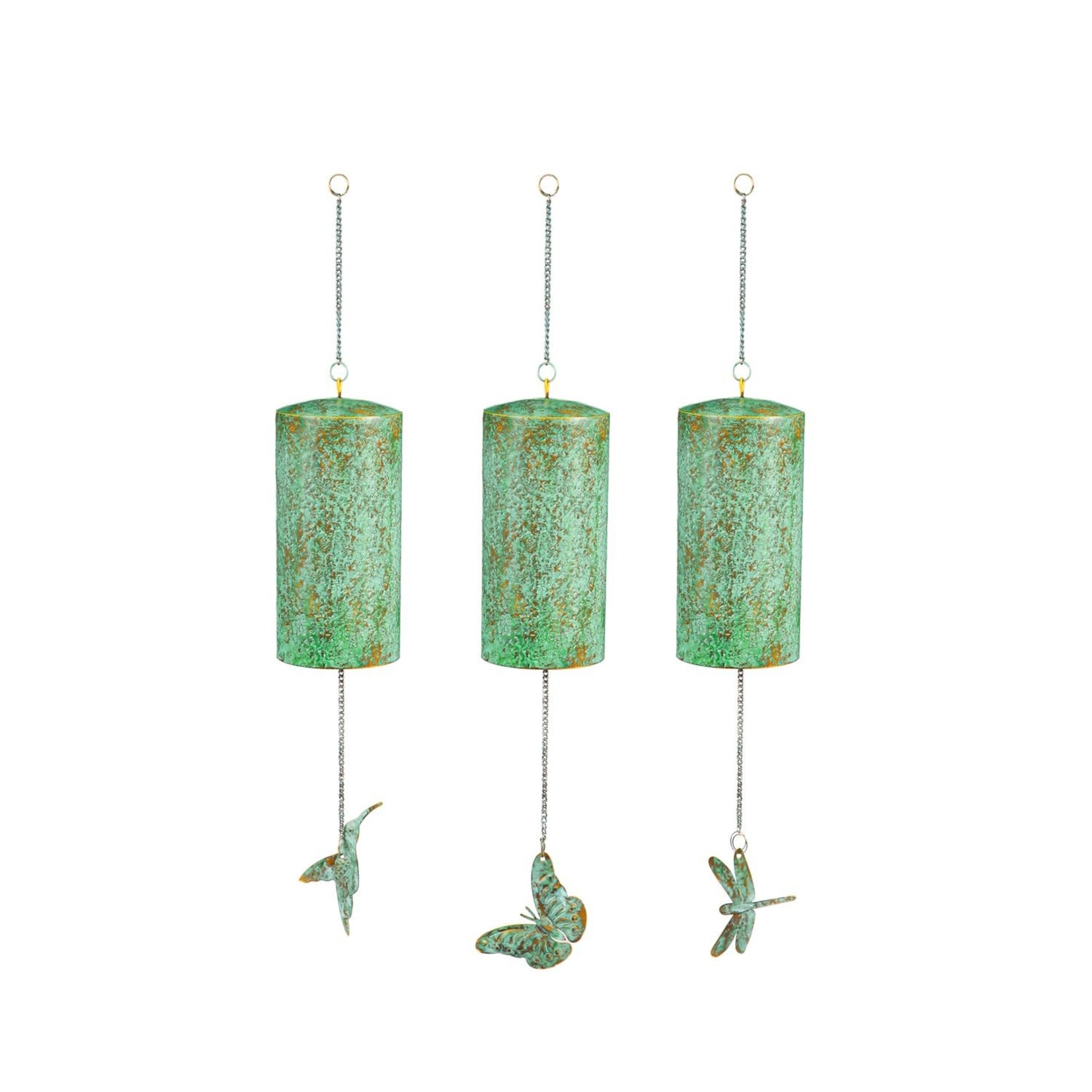 Hammered Metal Wind Bell with Gold and Verdigris Artisan Finish, 3 ASST