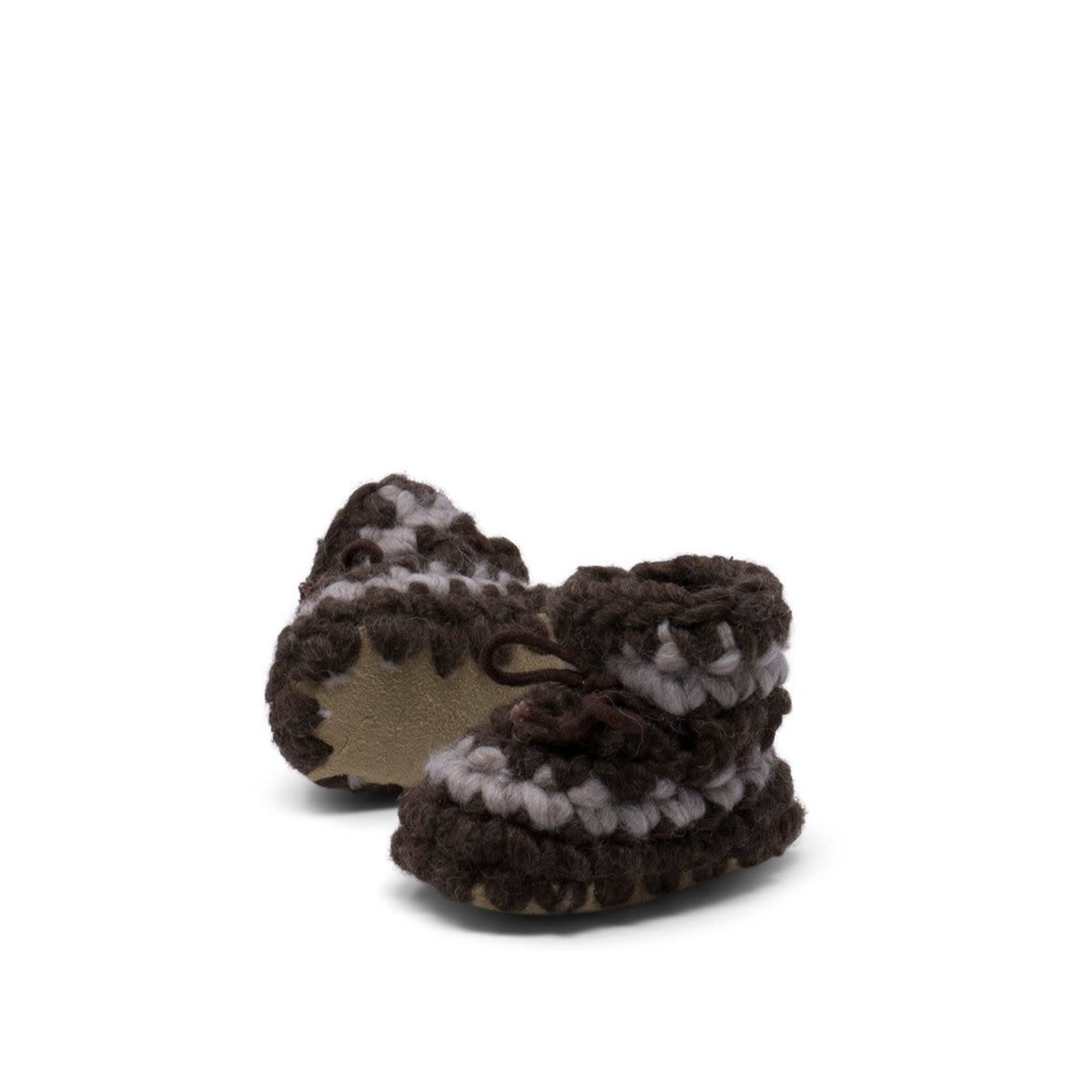 Slippers, Size Newborn, Brown with Stripe