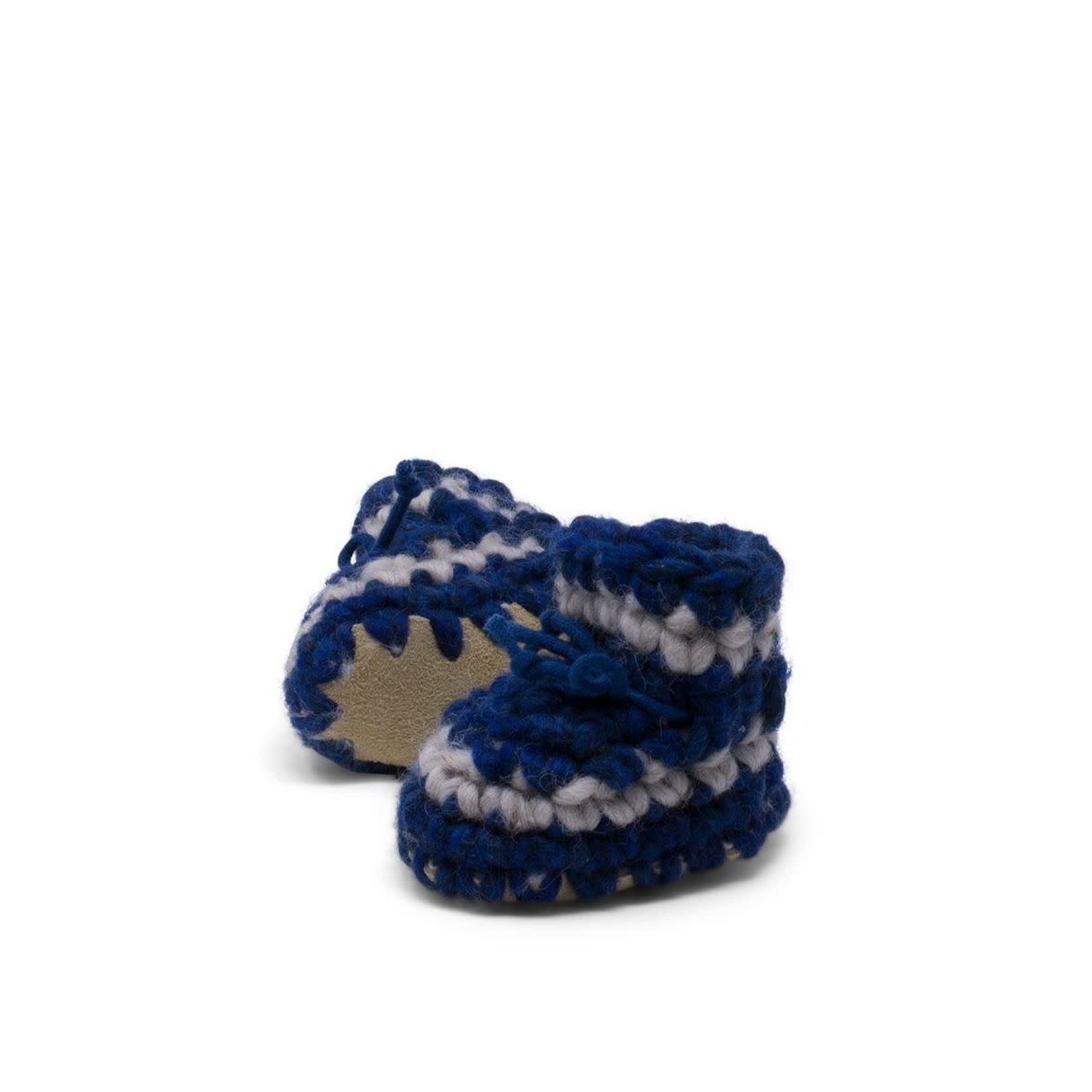 Slippers, Size Newborn, Denim with Stripe