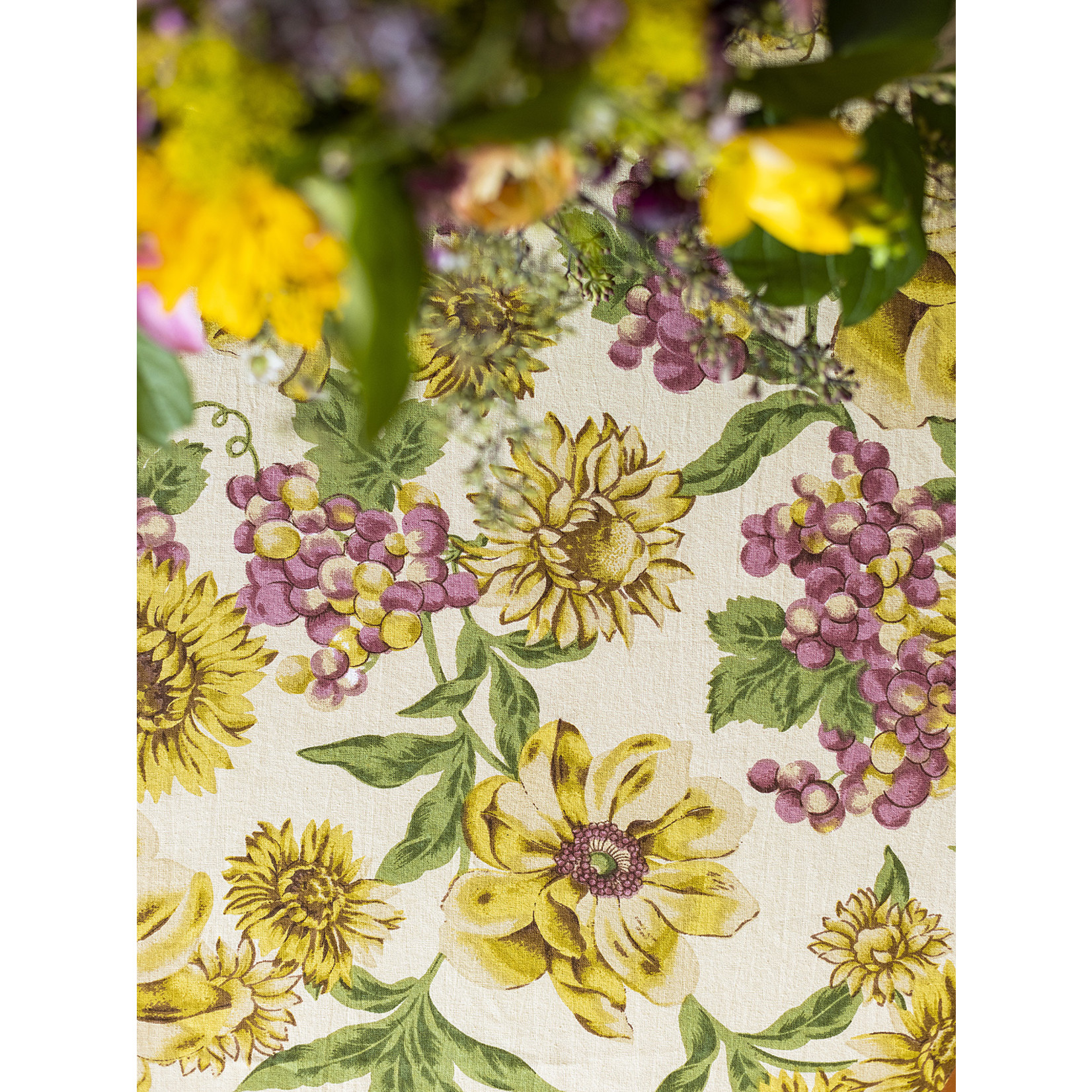 April Cornell Violets Ecru 36x36 Tablecloth