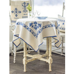 April Cornell Lucia Emblem Blue 36x36 Tablecloth
