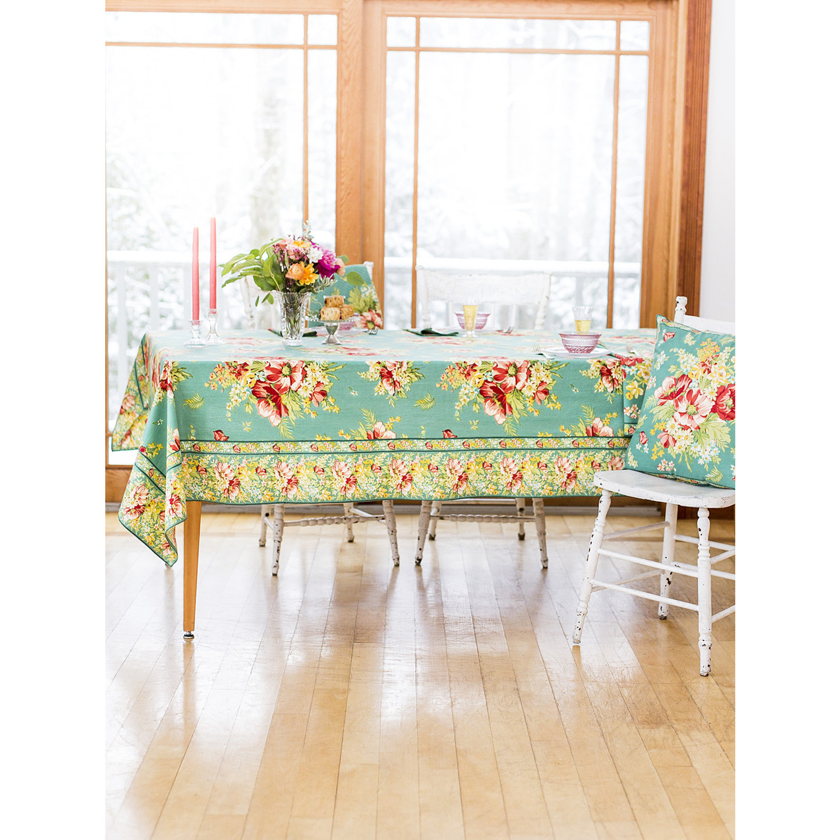 April Cornell Charming Jade 36x36 Tablecloth