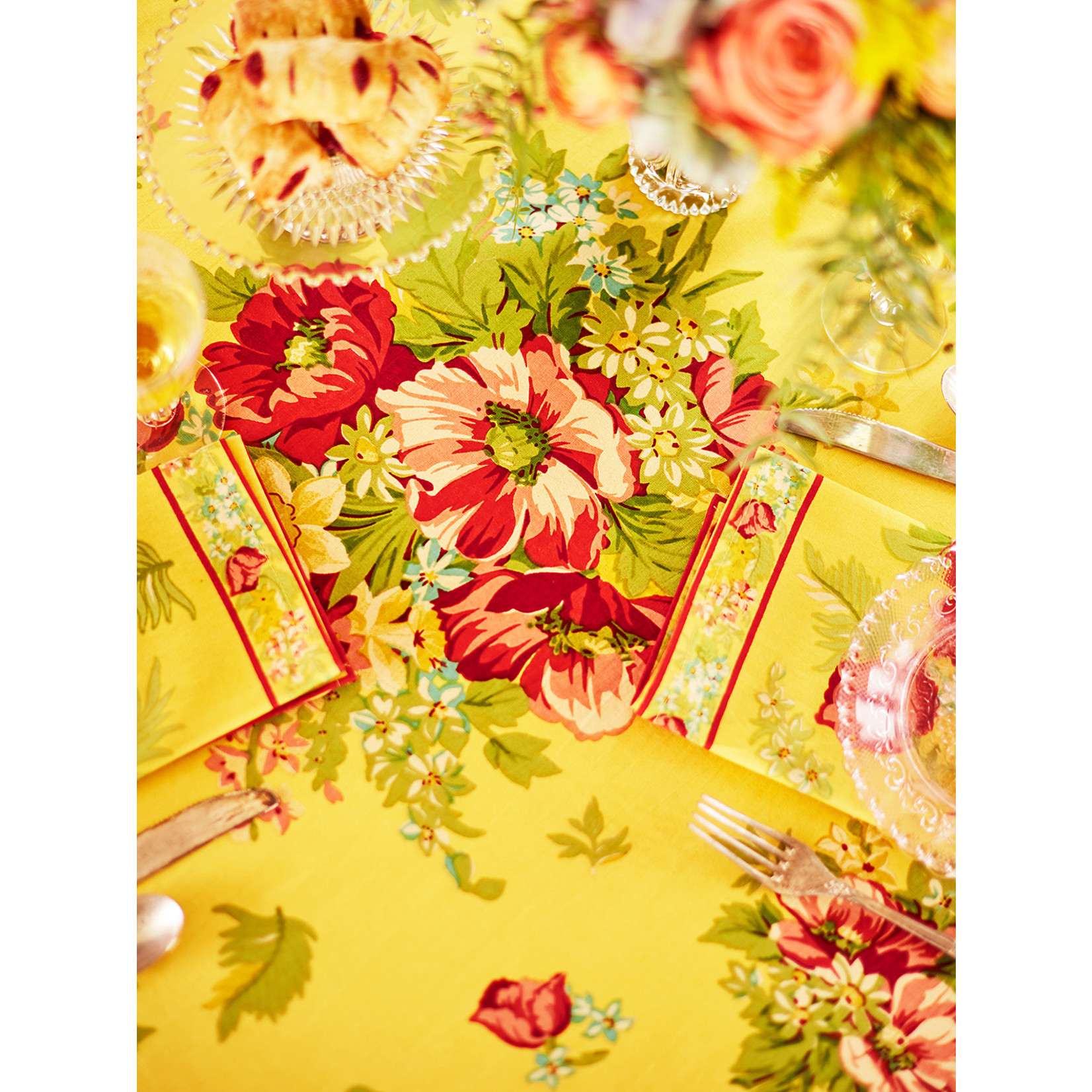 April Cornell Charming Gold 36x36 Tablecloth