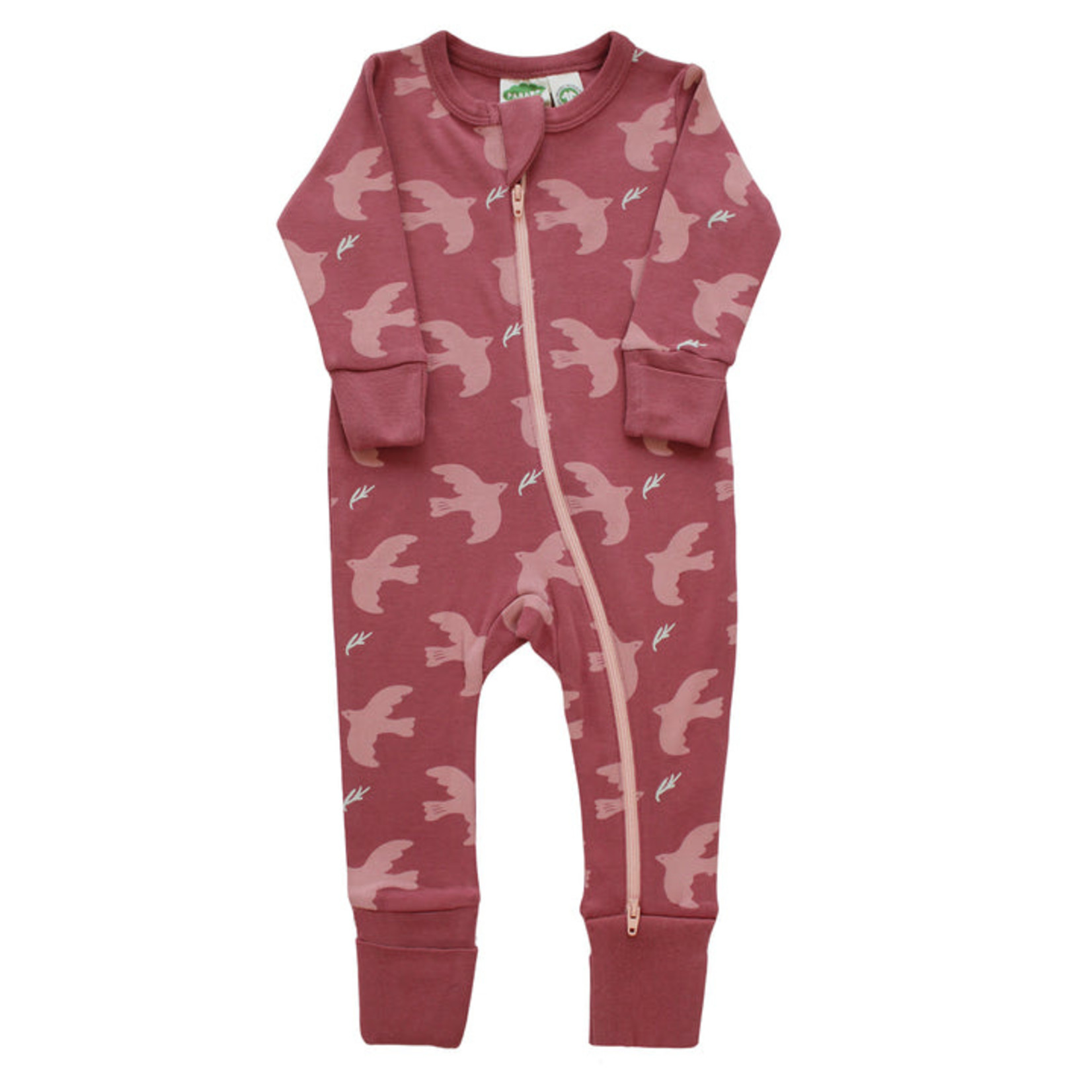 Parade Organics Print 2 Way Zip Romper Rose Doves