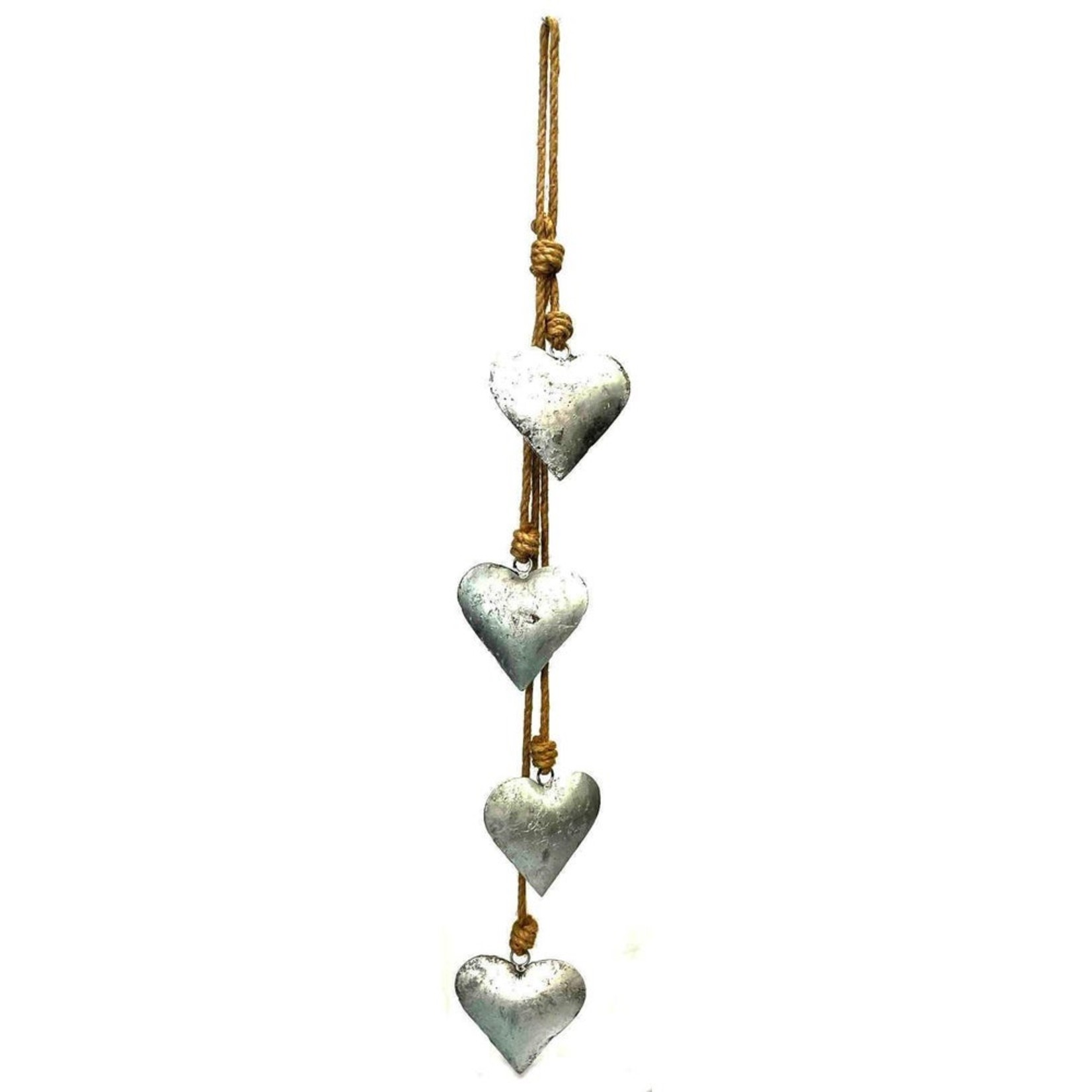 Jafsons International String of Wooden Hearts Silver 32"