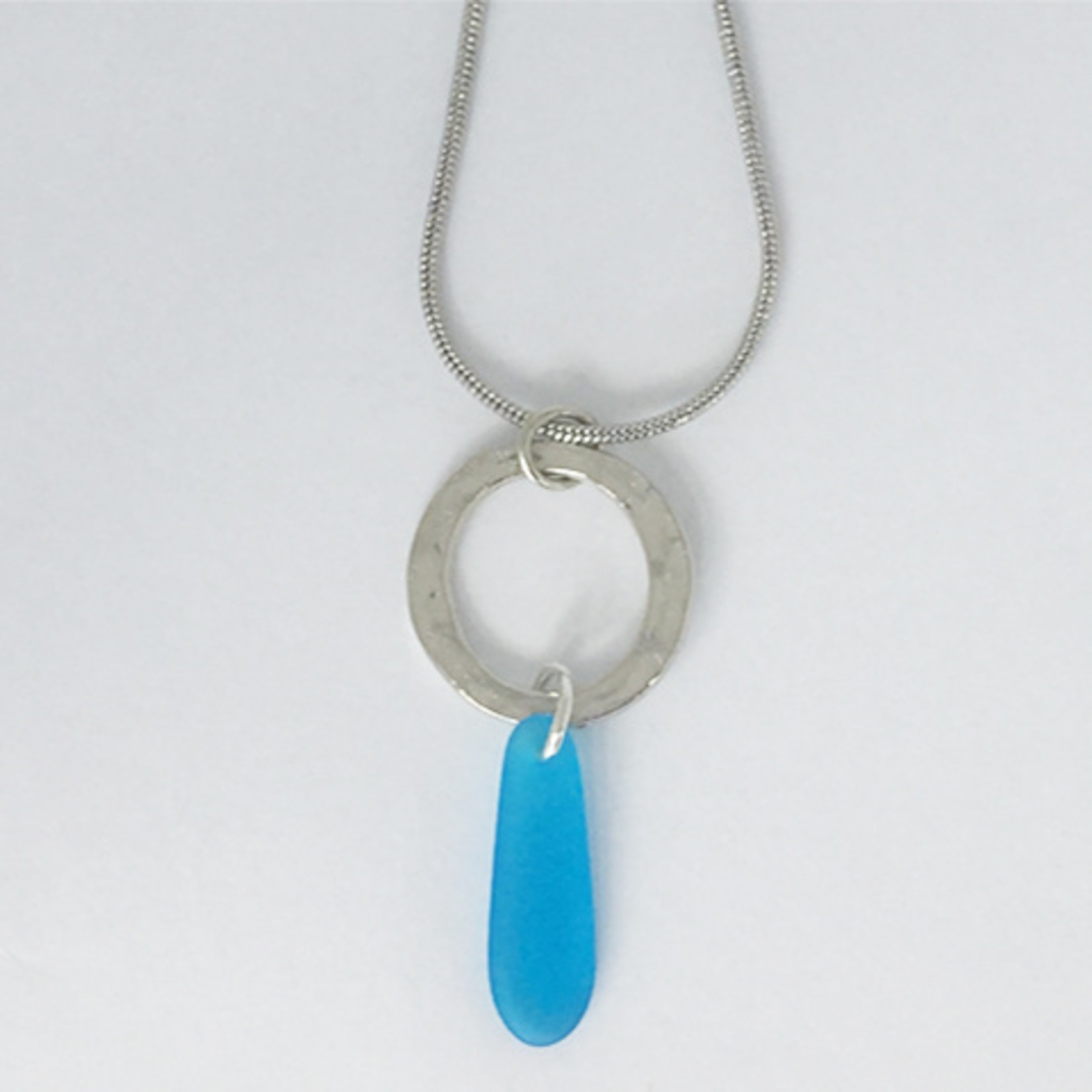 Basic Spirit Circle Teardrop Seaglass Necklace