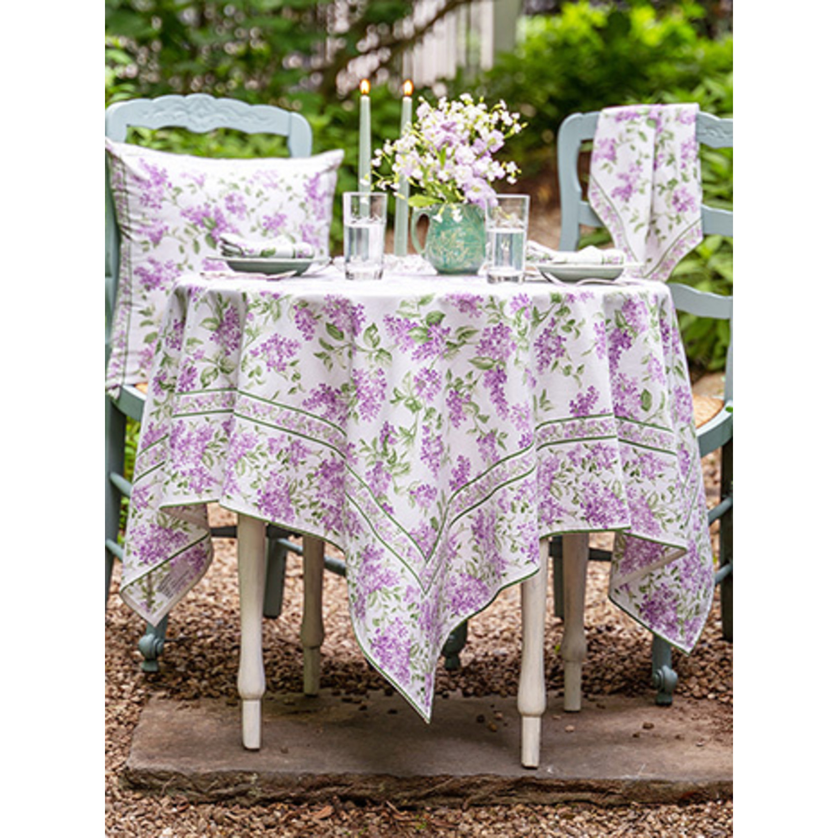April Cornell Lilac Tablecloth Ecru 54x54