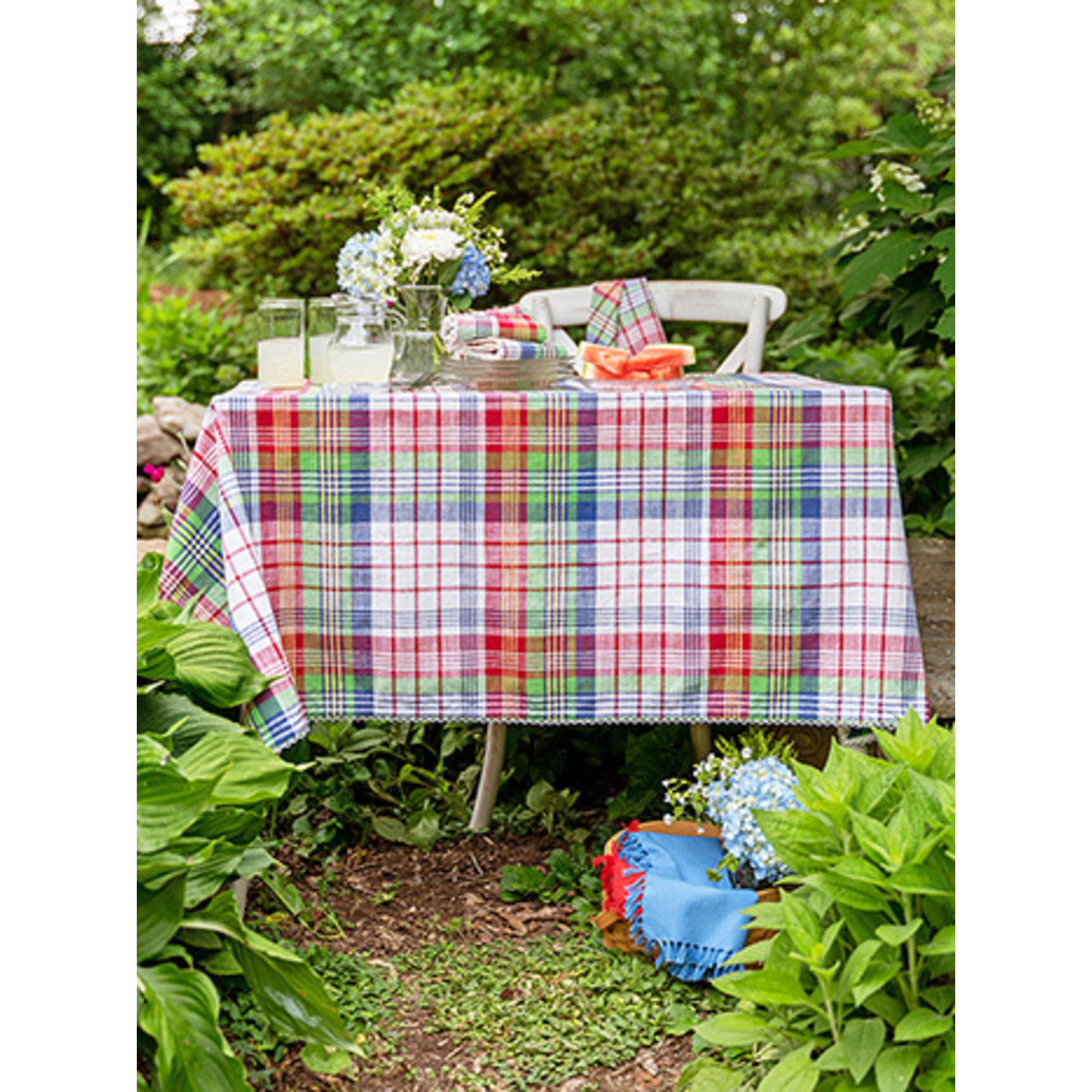 April Cornell Camp Plaid Tablecloth - Multi - 54x54