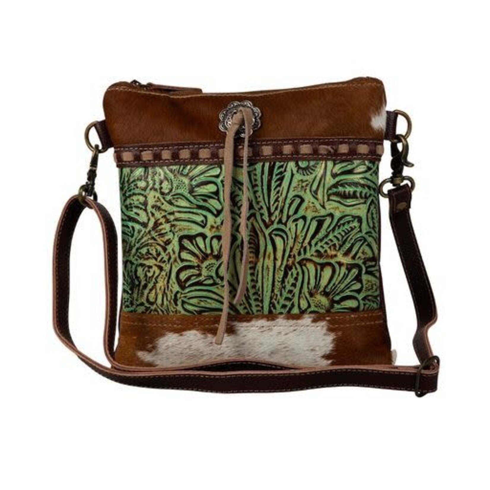Myra Bag Emerald Bloom Leather & Hairon  BAG