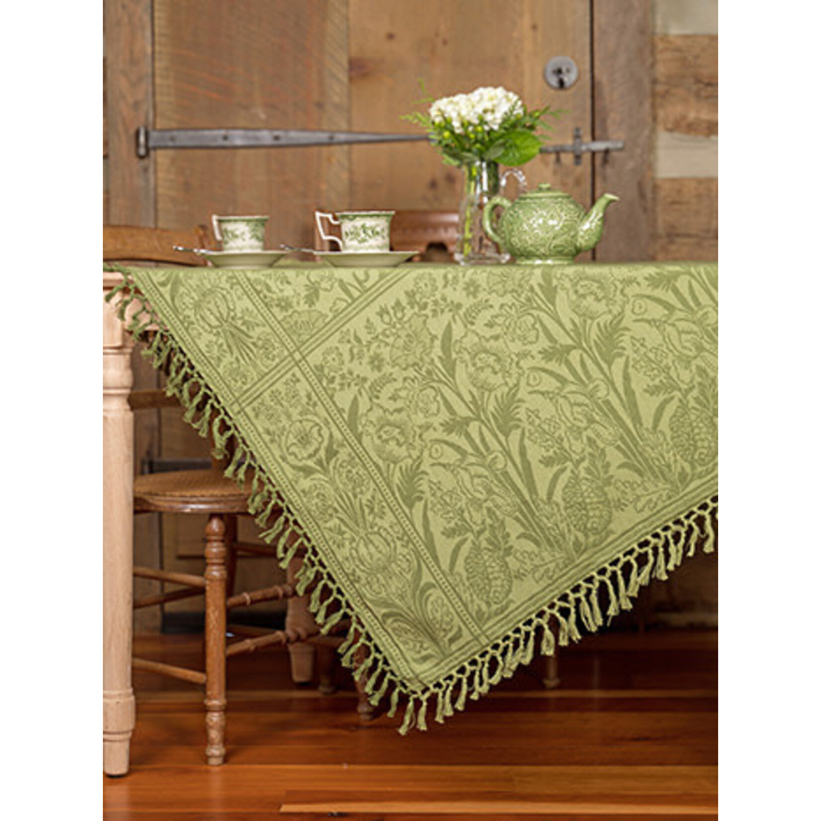 April Cornell Garden Jacquard Olive Tablecloth 60x90