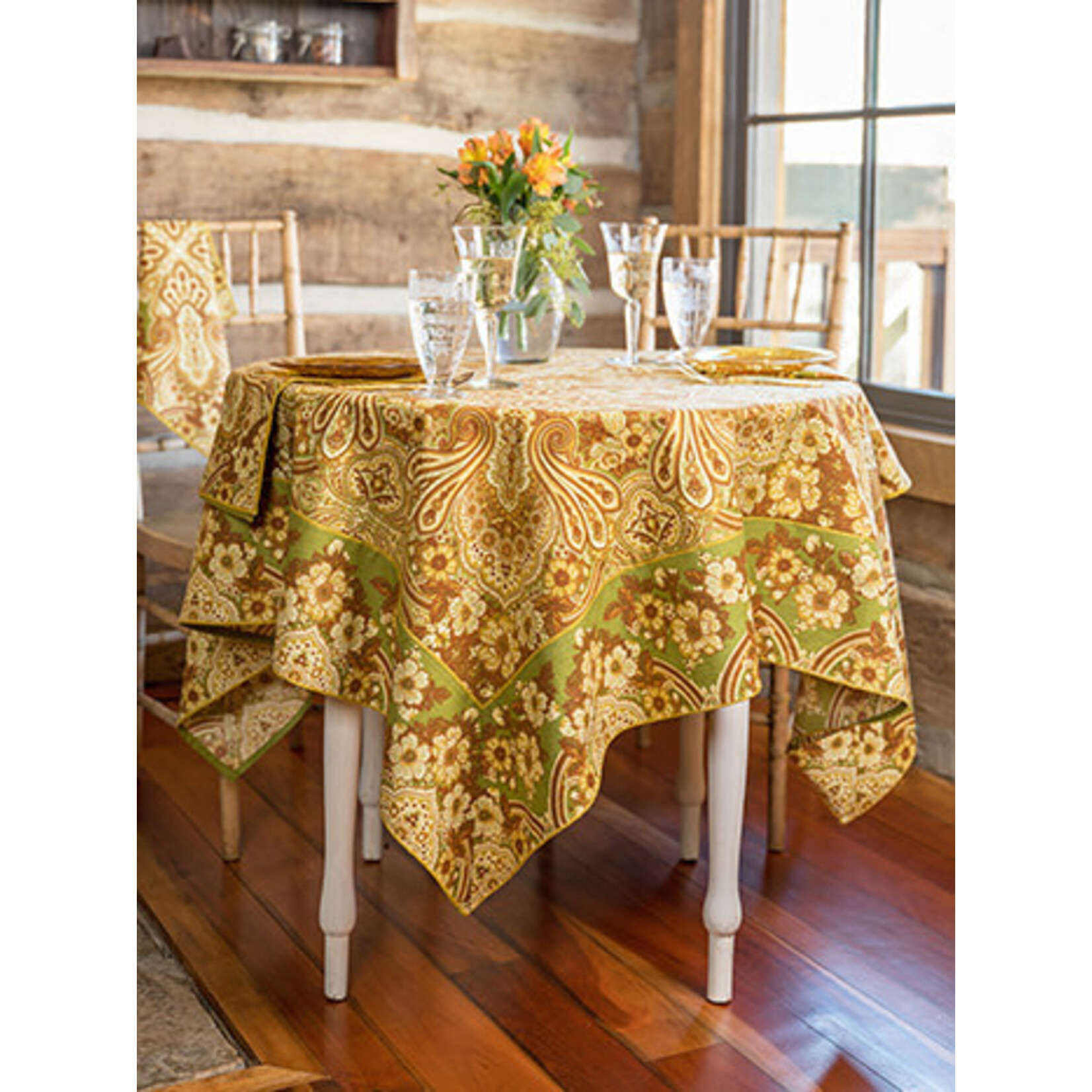 April Cornell Kashmir Paisley Amber Tablecloth  54x54