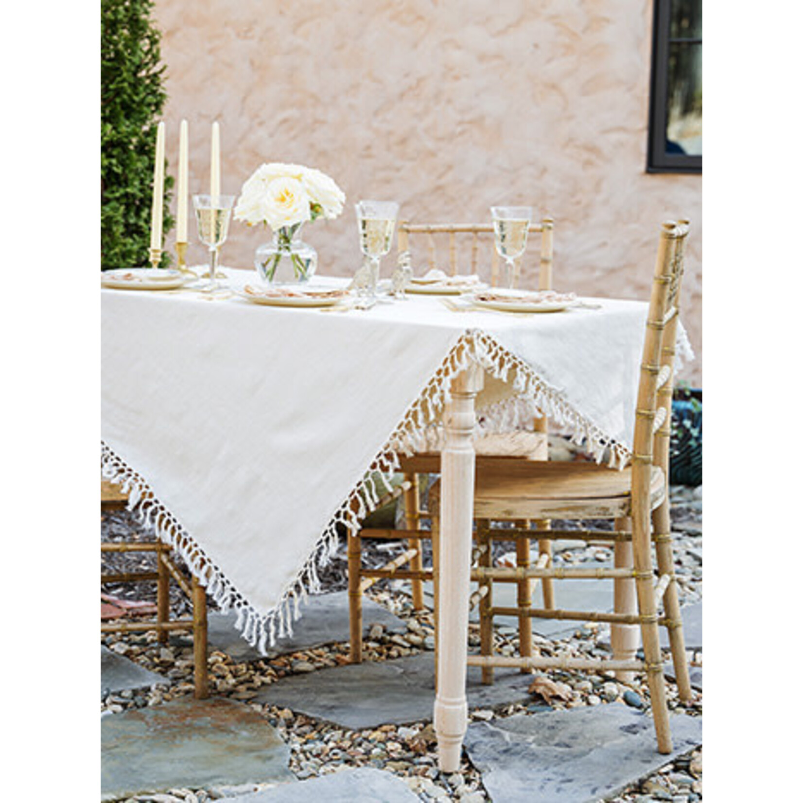 April Cornell Peony Jacquard Ivory Tablecloth 60x90