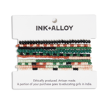 Ink & Alloy Sage Mixed Stripe Beaded 10 Strand Stretch Bracelet Desert