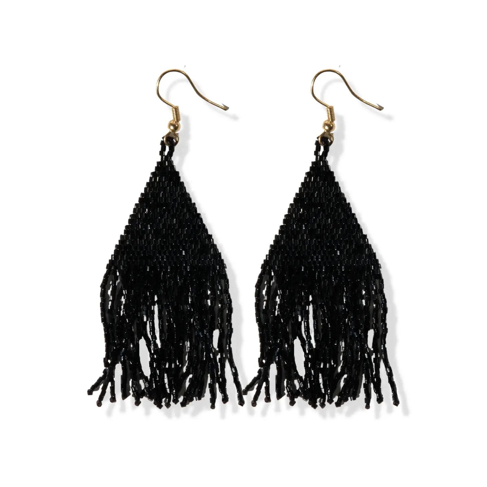 Ink & Alloy Lexie Solid Beaded Fringe earring black