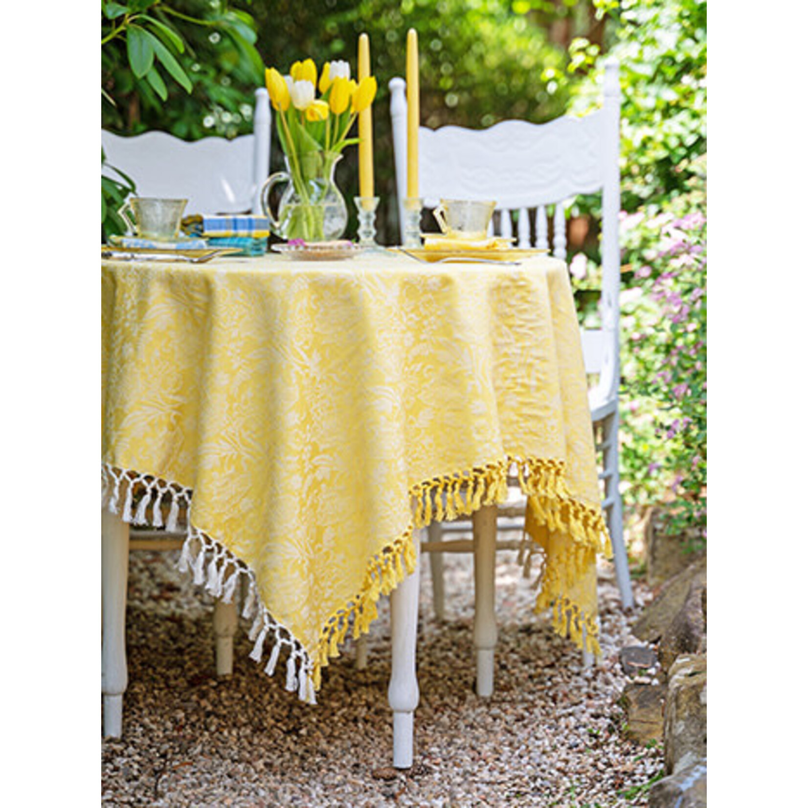 April Cornell Garden Jacquard Tablecloth 54x54 yellow