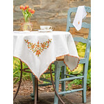 April Cornell Sunrise Embrodered Tablecloth 36x36 coral