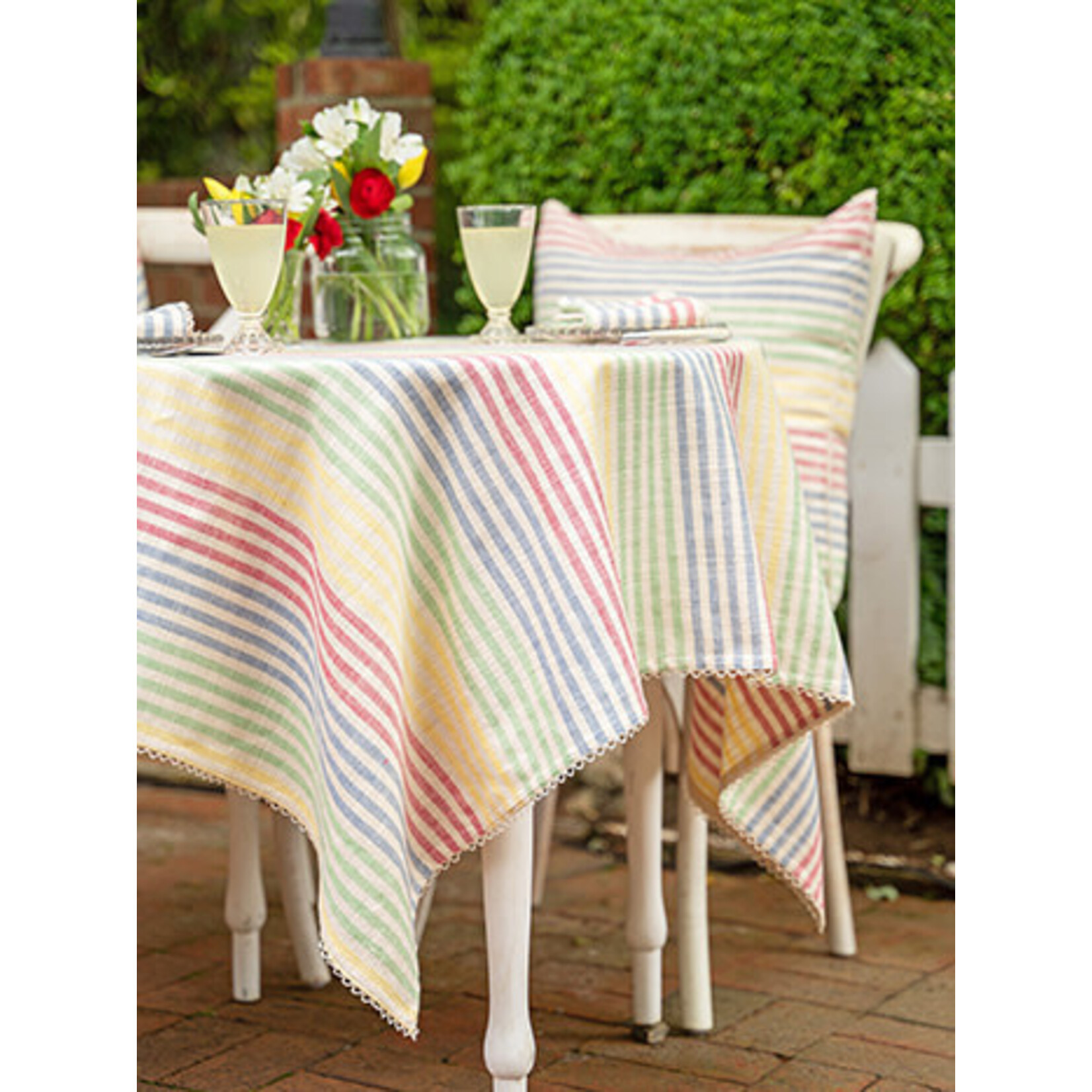 April Cornell Summer Stripe Tablecloth 54x54