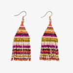 Ink & Alloy Lexie Horizontal Stripe Beaded Fringe earring Jaipur