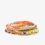 Ink & Alloy Sage mixed patterns beaded 10 Strand Stretch BraceletAmalfi