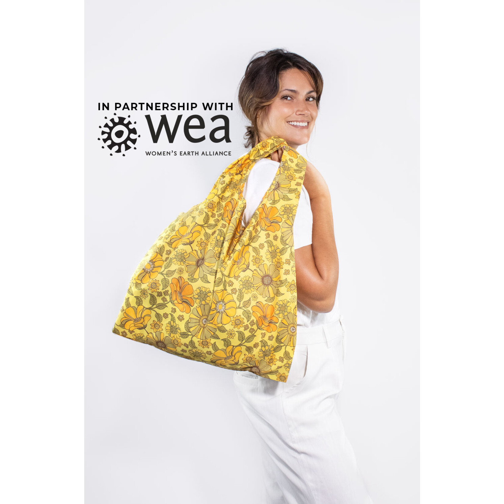 Kind Bag LTD Retro Flowers yellow Med Reusable Bag