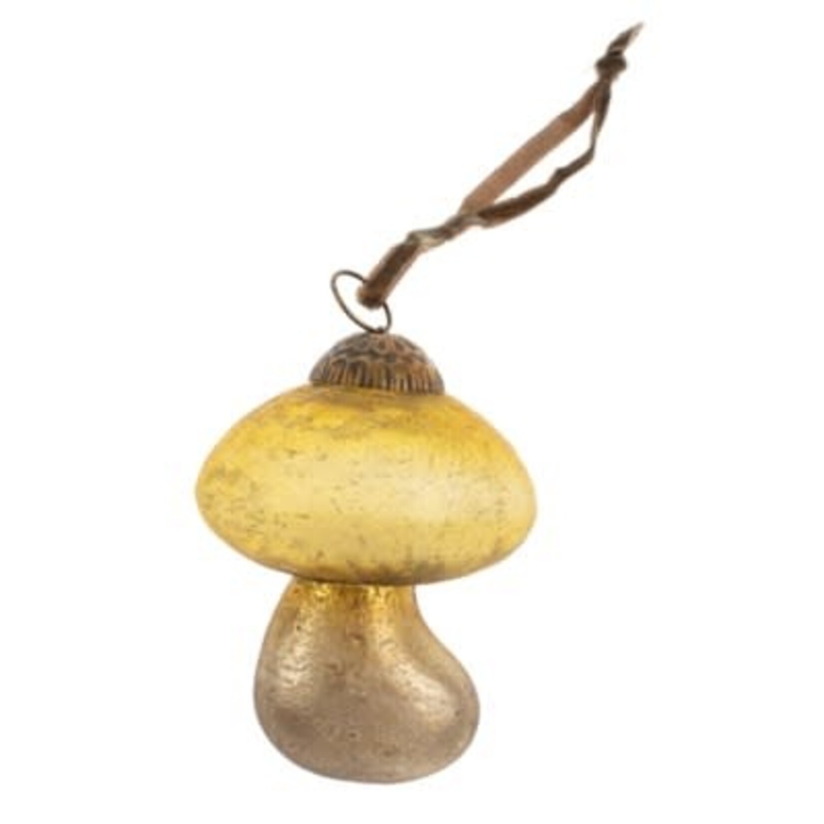 Indaba Trading Ltd. Gold Mushroom Glass Ornament S