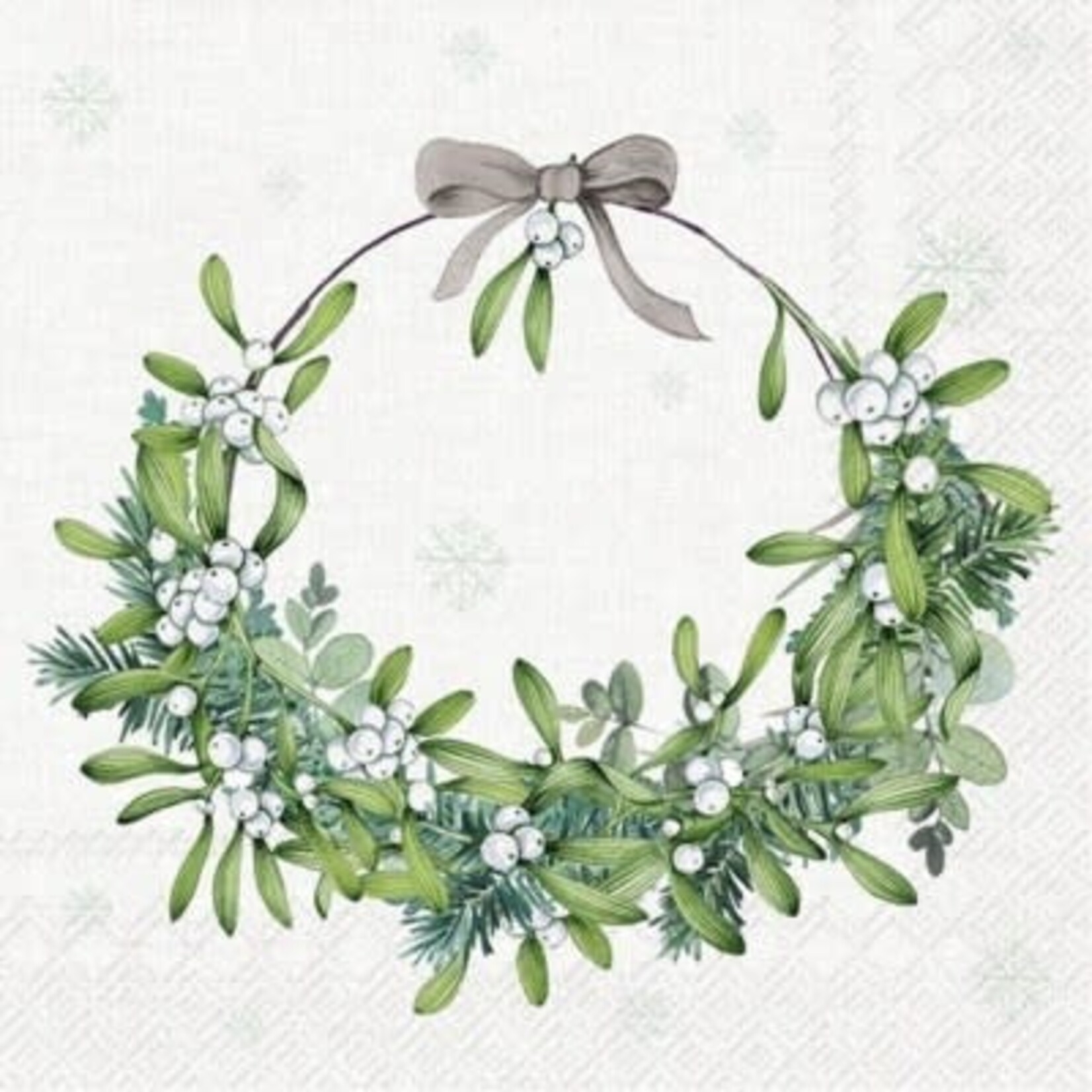 IHR Mistletoe Wreath Cocktail Napkin