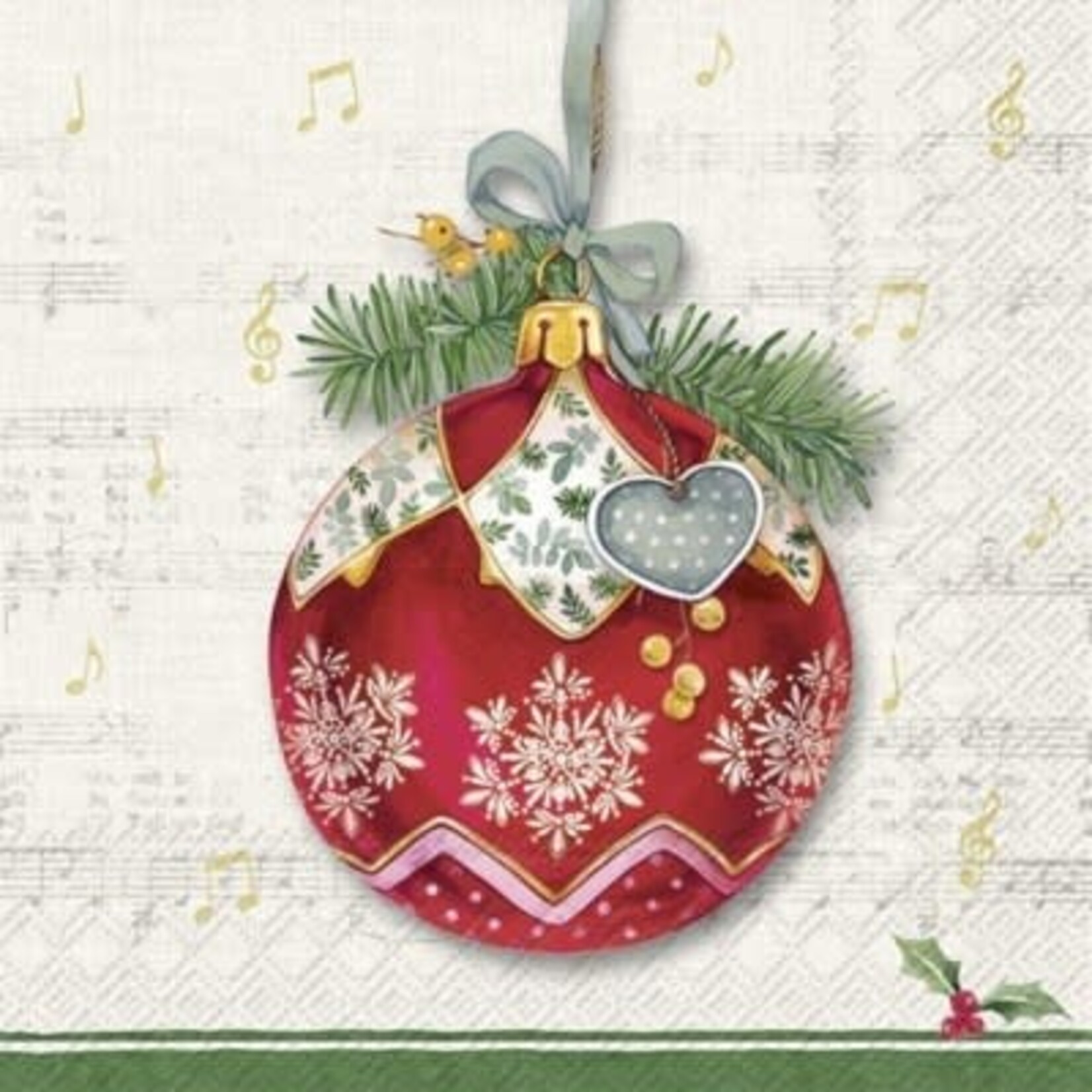 IHR Christmas Bauble cream Cocktail Napkin