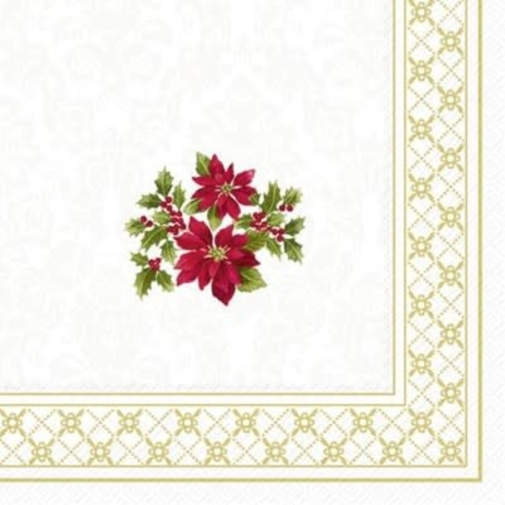 IHR Classic Christmas Poinsettia  Cocktail Napkin