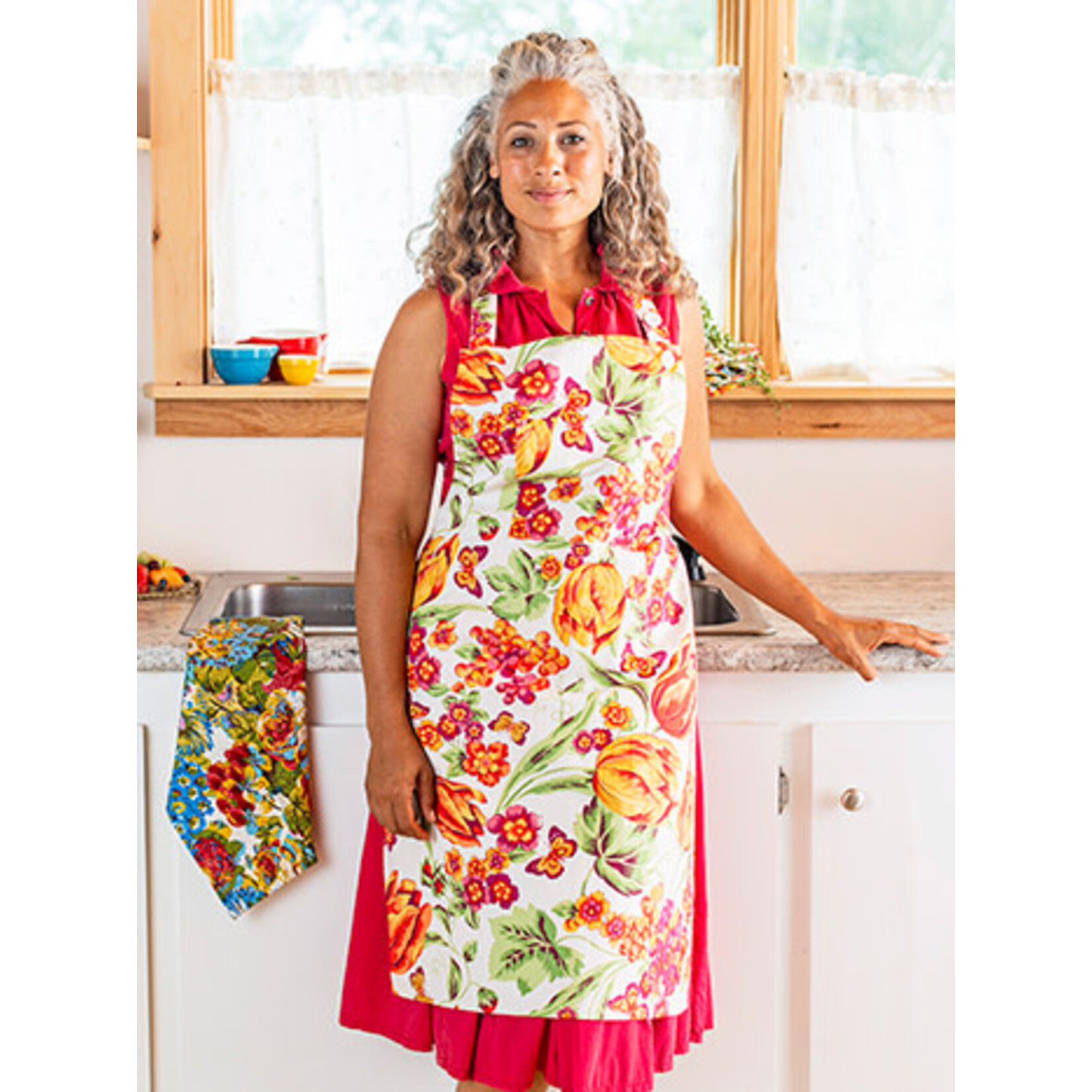 April Cornell Cornucopia Chef Apron Ecru