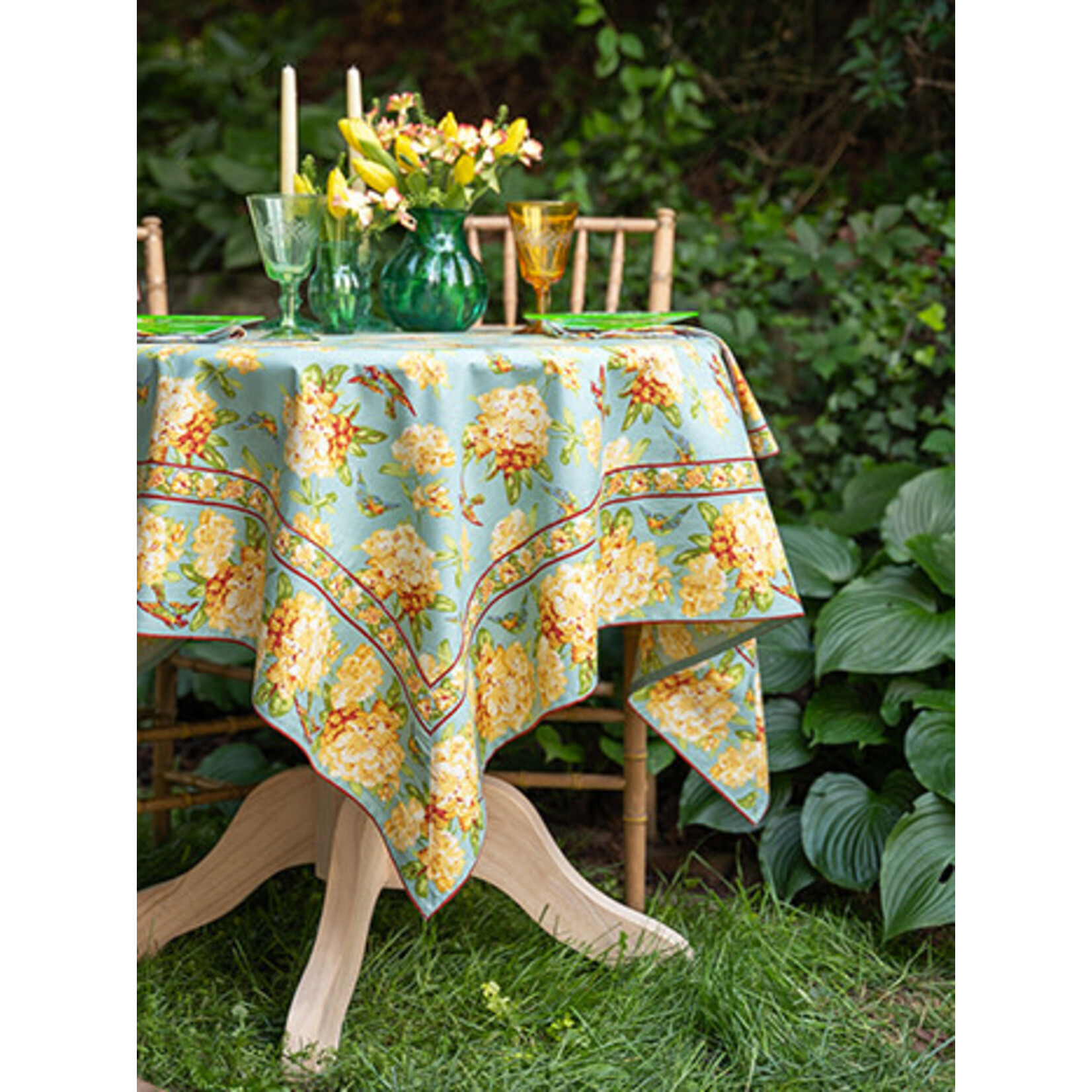 April Cornell Valley of Flowers Mist 54x54 Tablecloth