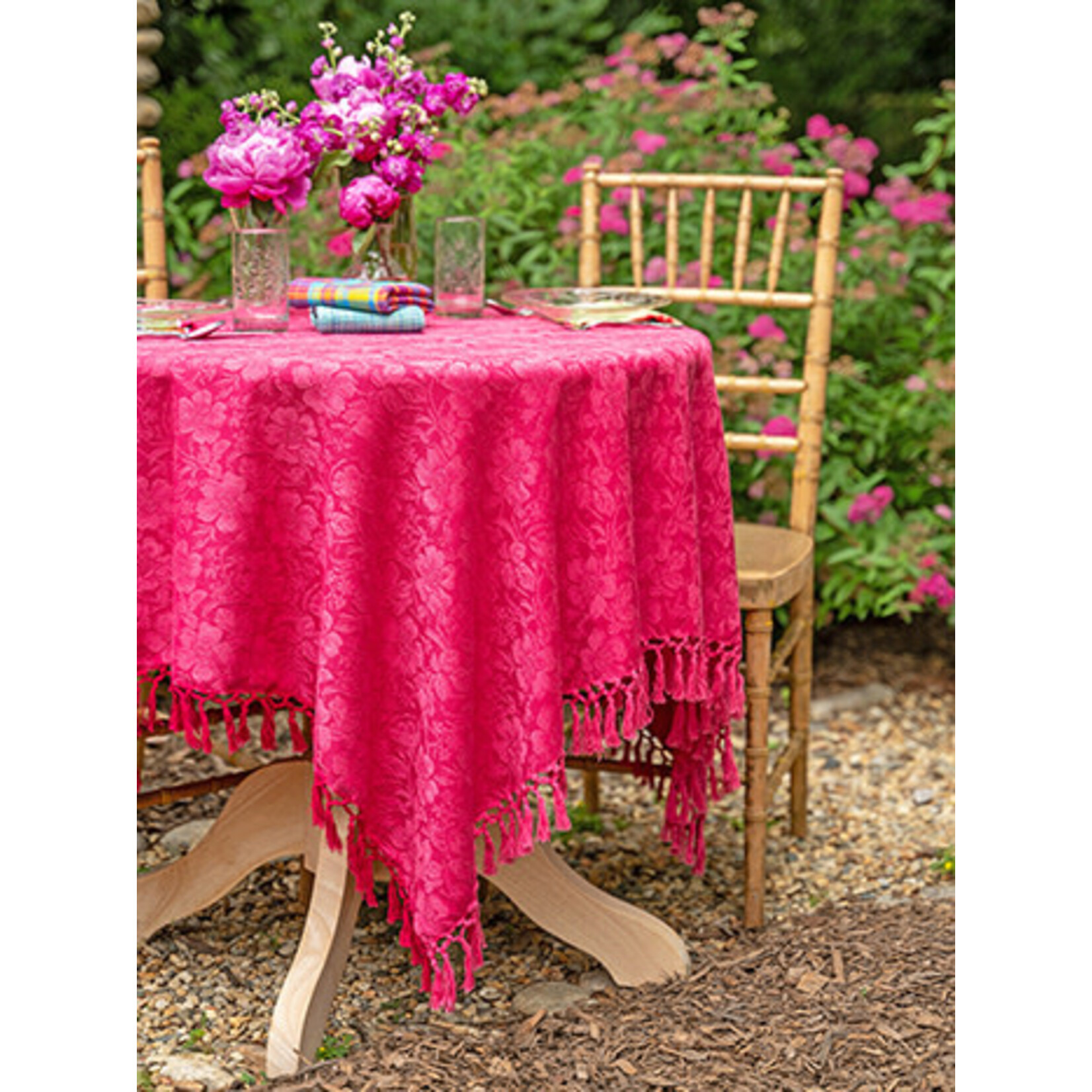 April Cornell Peony Jacquard 54x54 Tablecloth