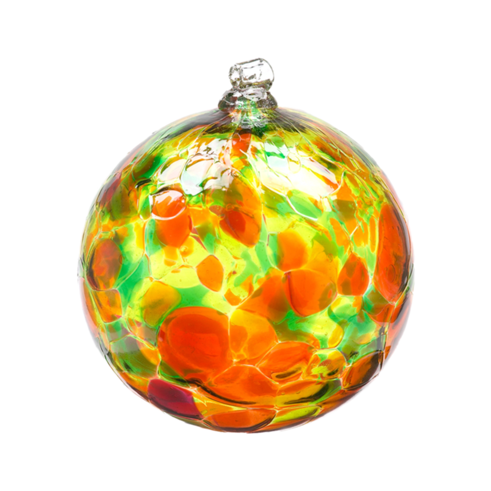 Kitras Art Glass Calico Ball 6" Autumn Leaves