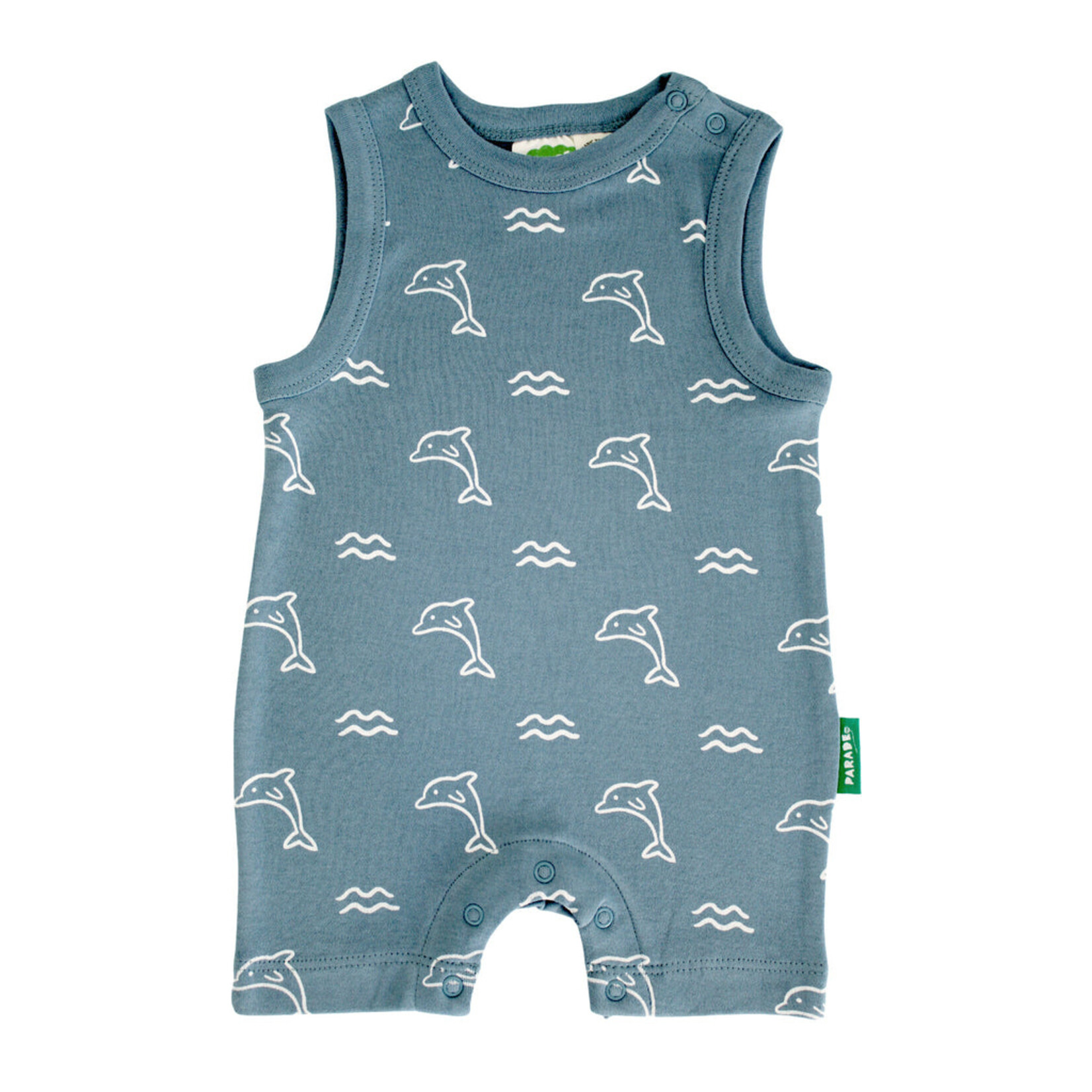 Parade Organics Signature Tank Romper Ocean Dolphins