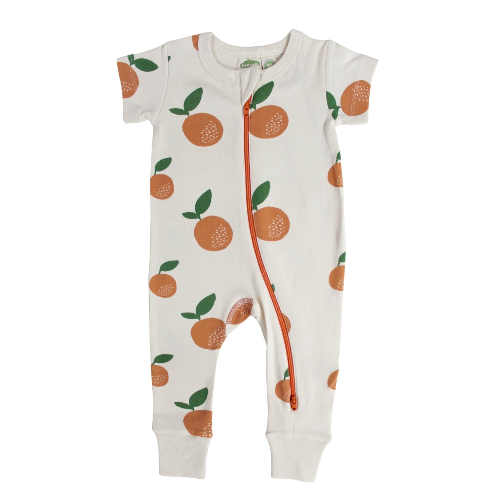Parade Organics Short Sleeve Print 2 Way Zip Romper Big Citrus