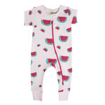 Parade Organics Short Sleeve Print 2 Way Zip Romper Watermelon