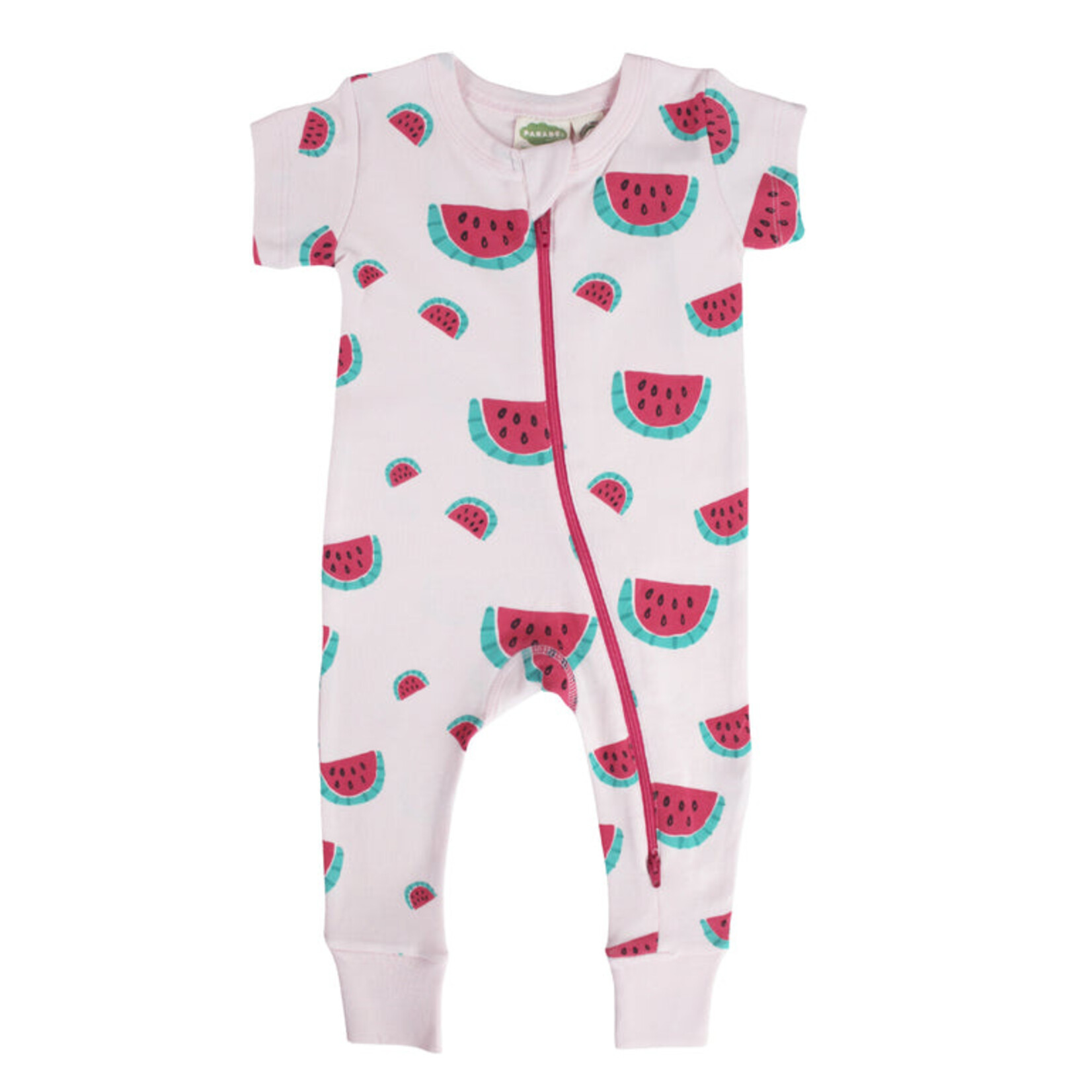 Parade Organics Short Sleeve Print 2 Way Zip Romper Watermelon