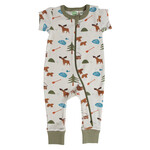 Parade Organics Short Sleeve Print 2 Way Zip Romper Oh Canada
