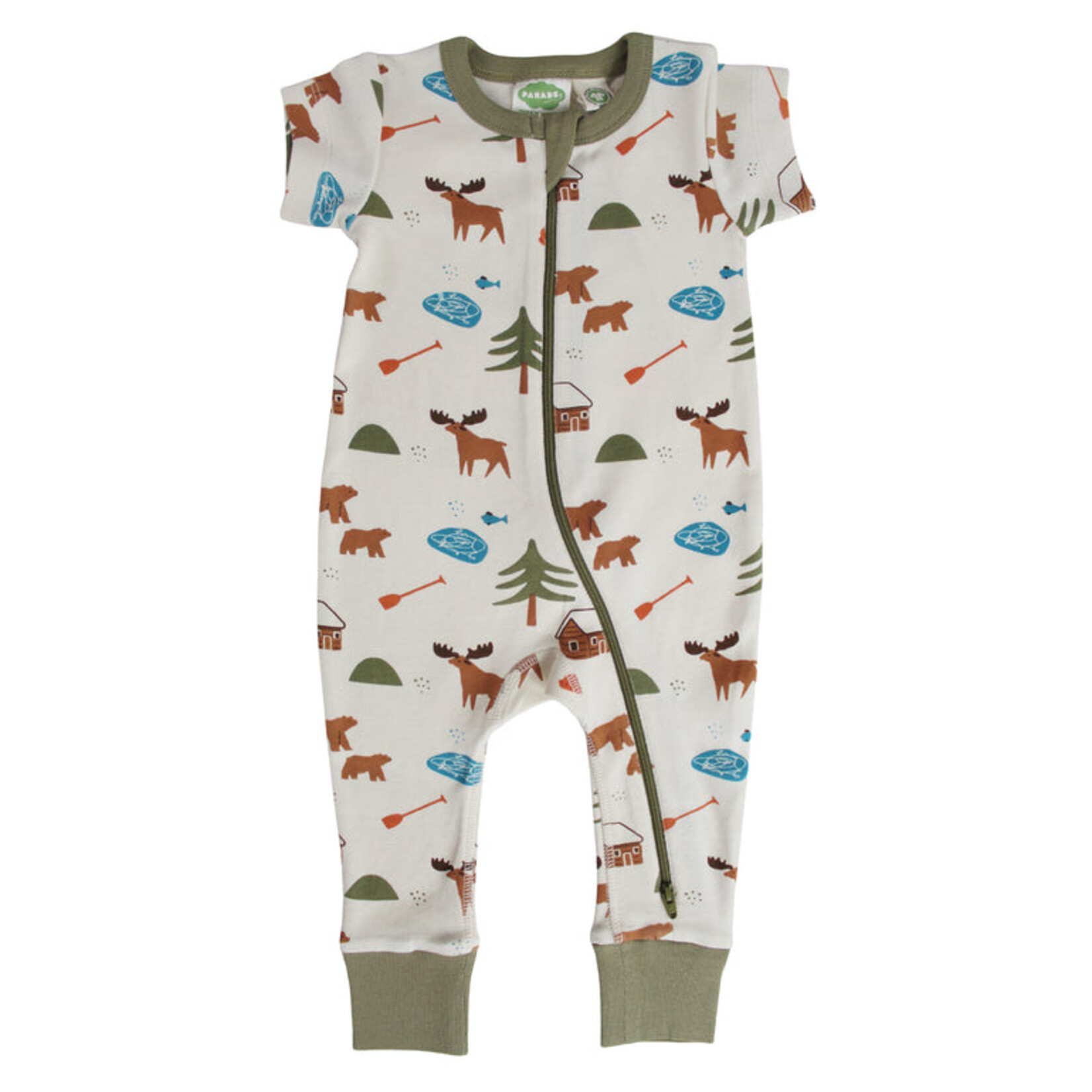 Parade Organics Short Sleeve Print 2 Way Zip Romper Oh Canada