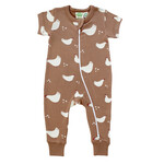 Parade Organics Short Sleeve Print 2 Way Zip Romper Chickens