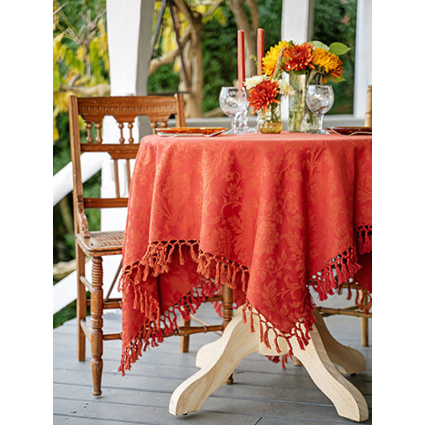 April Cornell Lyric Jacquard rust Tablecloth -60x108