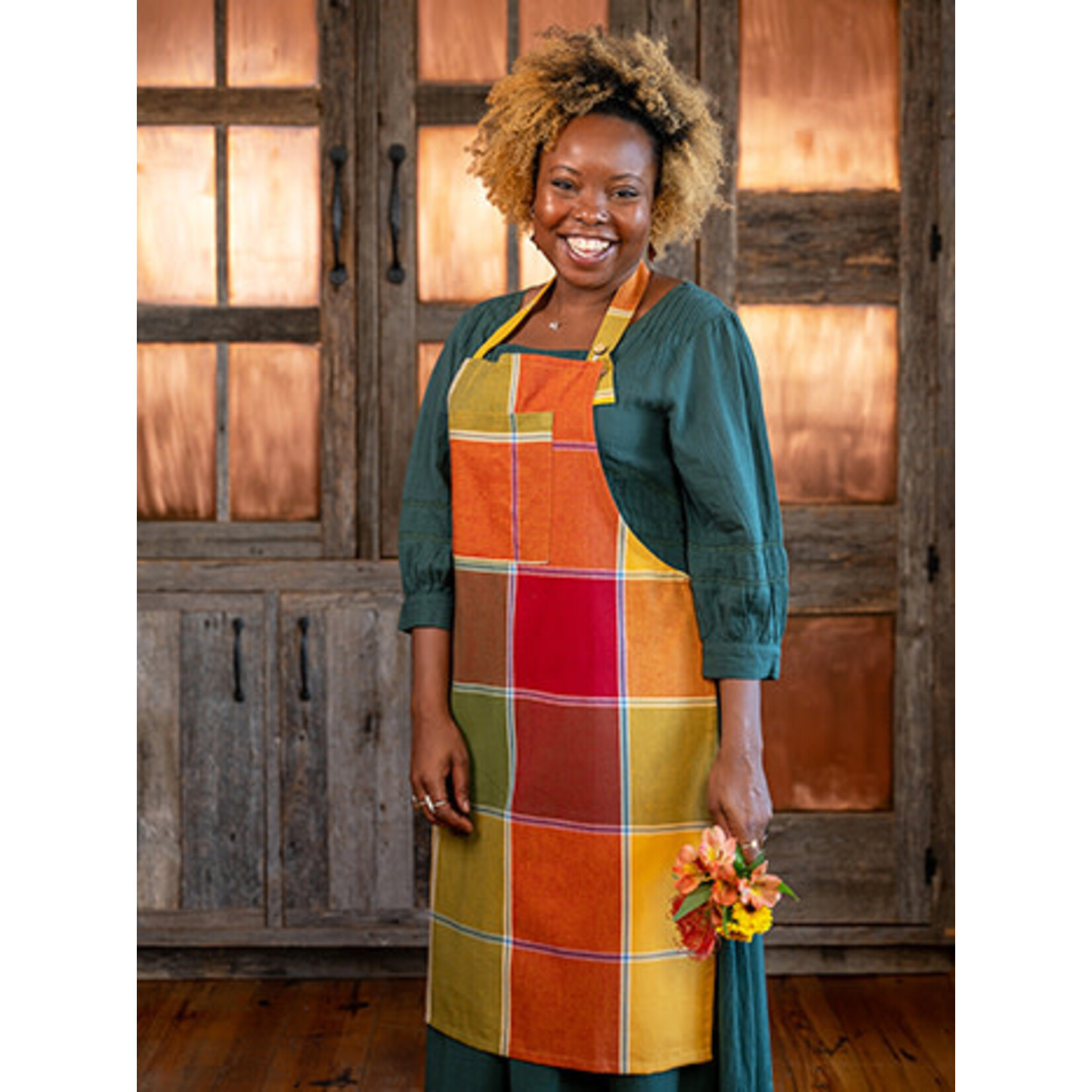 April Cornell Color Block plaid apron