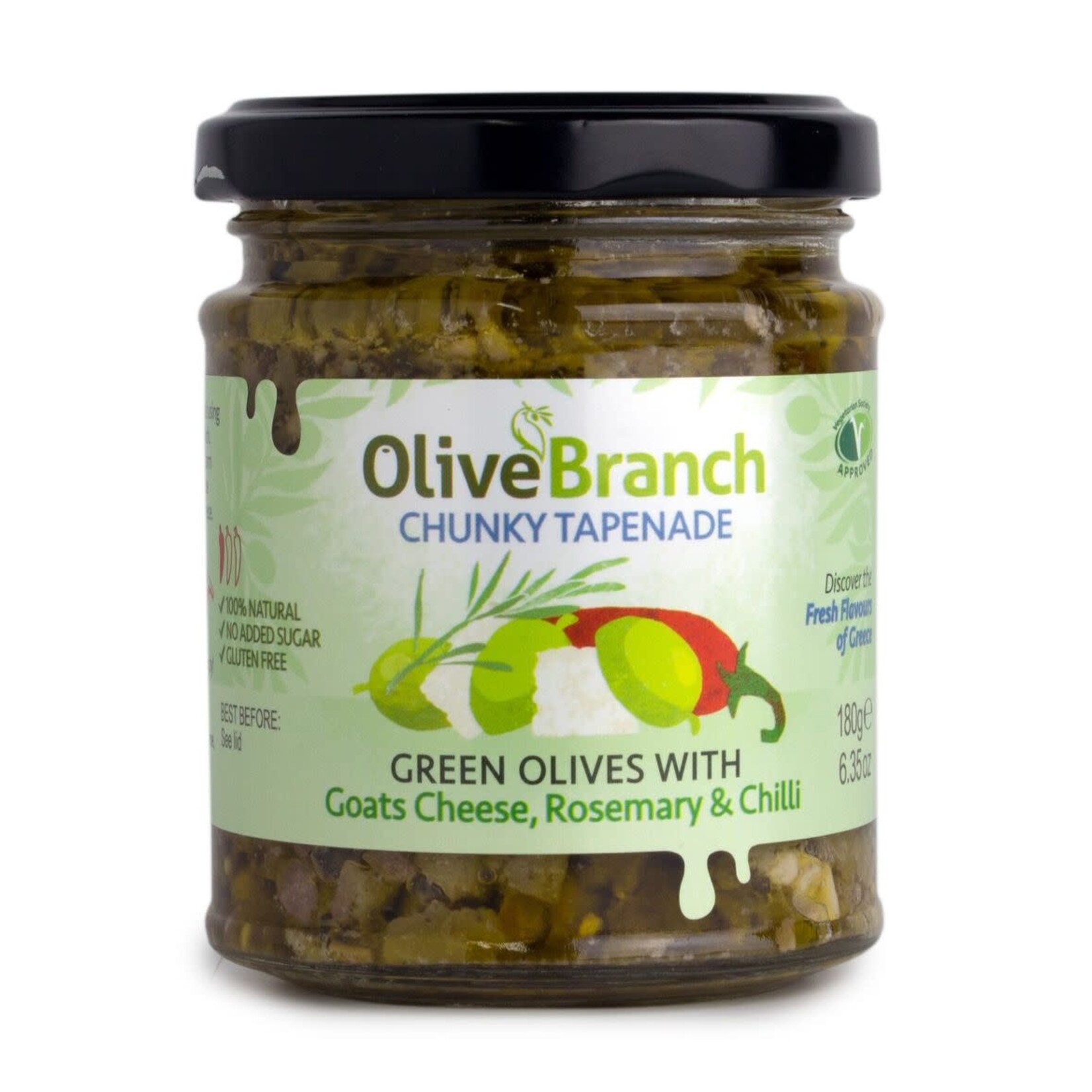 Olive Branch Green Olive Tapenade with Goats Cheese, Rosemary & Chilli