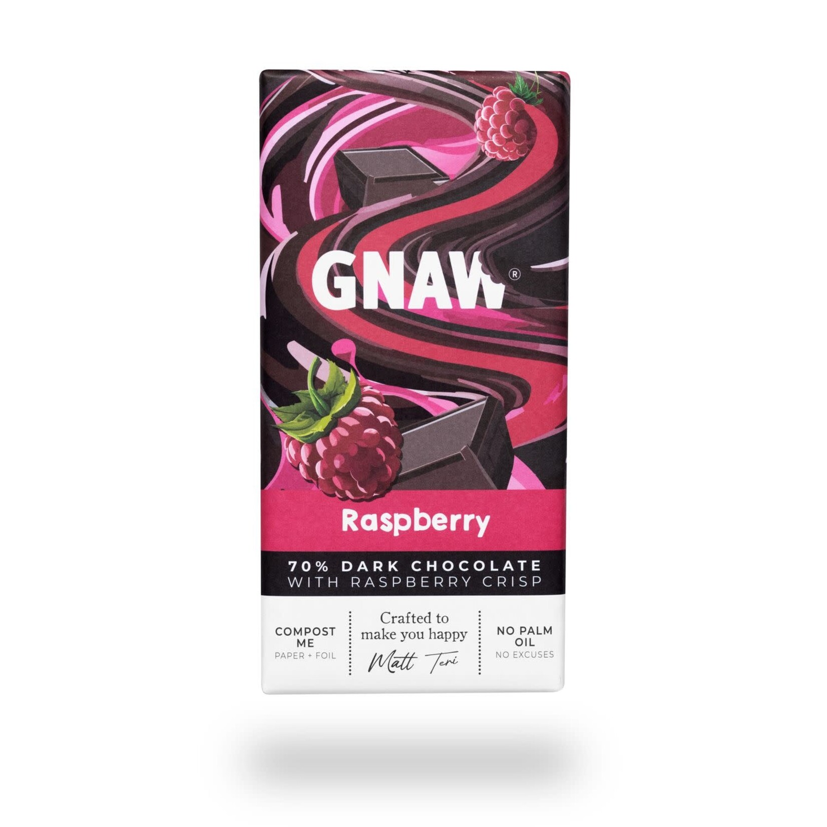 Gnaw Raspberry Dark Chocolate Bar