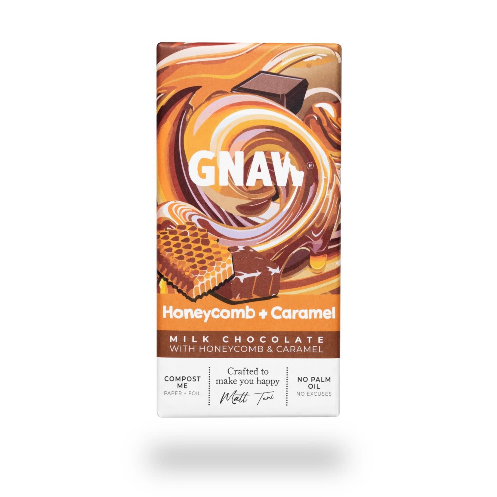Gnaw Honeycomb and Caramel Milk Chocolate Bar