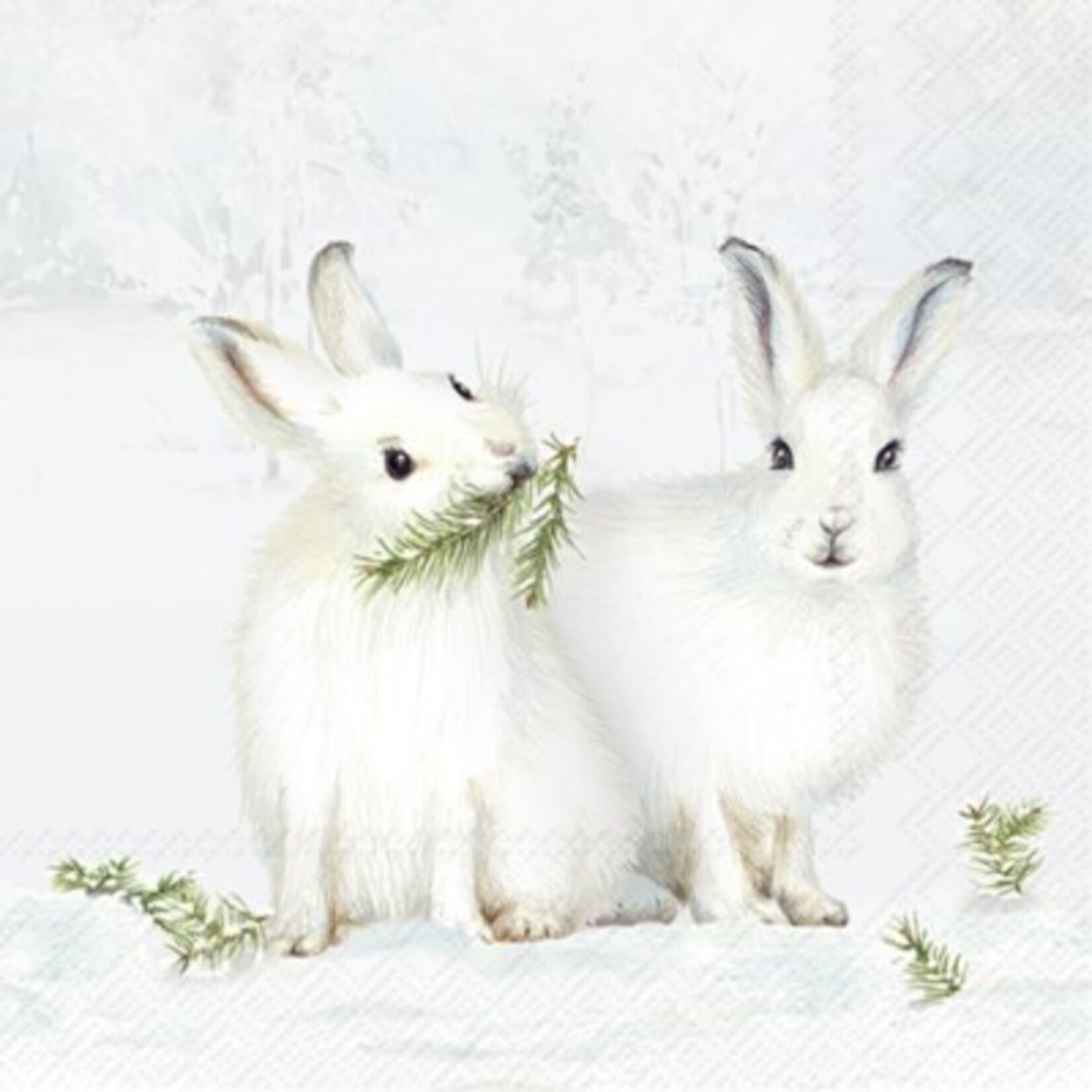 IHR Snow Rabbits Cocktail Napkin