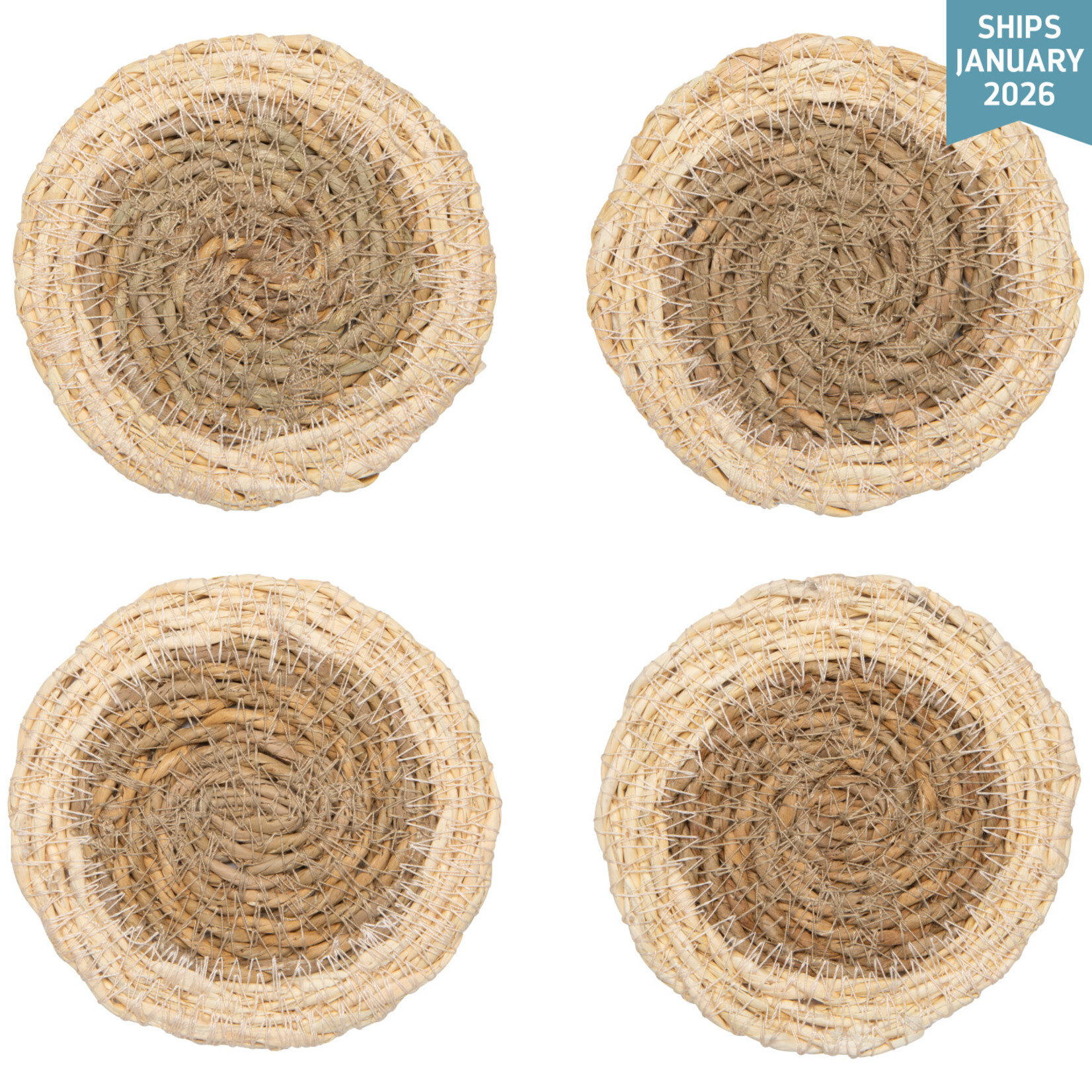 Danica Blue Border Seagrass Coasters