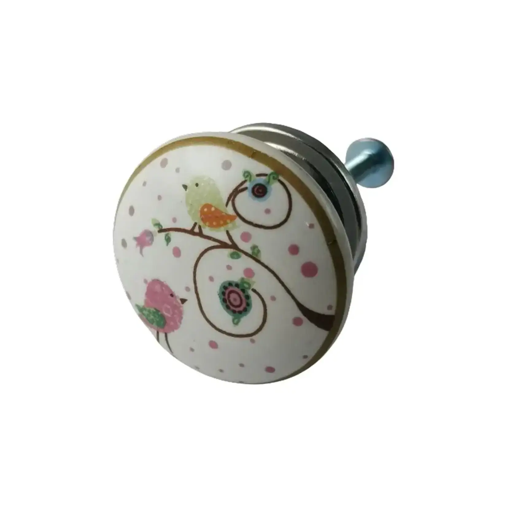 "Ceramic Knob Bird, Multi, 1.6 in"