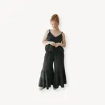 Crinkle Ruffled Pants - Black