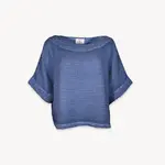 Crinkle Boat Top - Denim